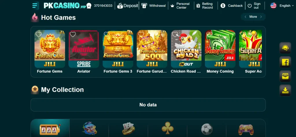 pkcasino game official screenshot image.